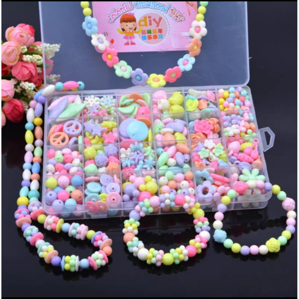 [Ready Stock] DIY Jewelry Beads Creative Handload Craft Bracelets Necklace Jewelry Accessories Children Girl