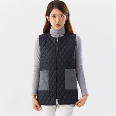 Spring Autumn New Korean Fashion Lightweight Down Vest Coat Winter Plus Size Slim Fit Long Knitted Spliced Cotton Jacket Tank