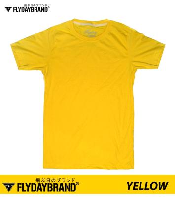 FLYDAY® :เสื้อยืดคอกลมแขนสั้น สีพื้น สีเหลือง