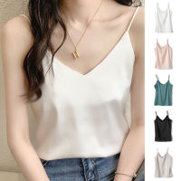 Womens Silk Tank Top Camisole Summer Sleeveless Solid Color Slim Fit Underwear Tight-fitting Tube Top