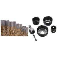 50Pcs 1/1.5/2.0/2.5/3mm HSS Drill Bit Set &amp; 5Pcs Drill Bit Cutting Cutter Round Circular 30mm 38mm 44mm 54mm