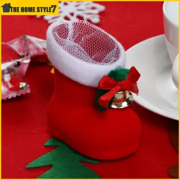 Christmas Santa Claus Boots Little Red Boots Decor Creative Sugar