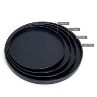 21/24/27/30cm Round Solid Wood Tea Table Tray Chinese Kung Fu Snack Food Tea Plate Coffee Food Meals Serving Tray Black