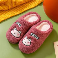 Women Slippers Winter Shoes Home Warm Fur Indoor Cute Frog Slippers Ladies Cartoon House Footwear Female Shoes Womens Flat