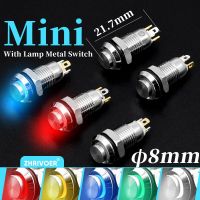 8mm Waterproof Metal Push Button Switch LED Light Self-locking/Latching Self-reset/Momentary 3V 6V 12V 24V 36V 48V 110V 220V  Power Points  Switches S