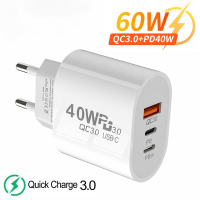 USB C Charger 60W ชาร์จเร็วชาร์จ3พอร์ต Type C ที่ชาร์จโทรศัพท์มือถือพลังงานอะแดปเตอร์สำหรับ Samsung Xiaomi iPhone QC3.0