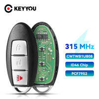 KEYYOU รีโมทคอนลกุญแจรถสำหรับ Nissan Juke Ques Cube Leaf Versa Note FCCID CWTWB1U808 ID46 PCF7952ชิป315MHz การ์ด