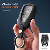 【LZ】☍  Alcantara Camurça Car Key Case Shell 4 Botões Chaveiro Chevrolet Chevy Malibu Camaro Cruze Traverse Sonic Volt Bolt Equinócio