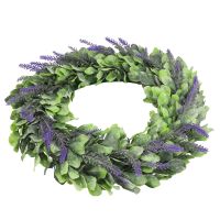 Front Door Wreath 18 Inch Artificial Lavender Wreaths Christmas Wedding Decor Winter Spring Summer Fall Boxwood Outdoor