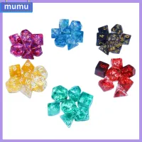 MUMU 7Pcs/set 7-Die Table Game ลูกเต๋า DND โปร่งใสโปร่งใส D4 D6 D8 D10 D12 D20 ลูกเต๋าเกม ทนทานต่อการใช้งาน เกมปาร์ตี้ปาร์ตี้ ลูกเต๋าหลายด้าน TRPG DND