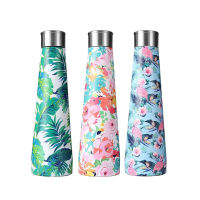 500ml Leaf Insulated Vacuum Thermos Water Bottle Sports GYM Drink Bottle Thermal Flask For Coffee Gift