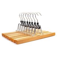 8 Piece Wooden Series Slack Hangers Non-Slip Wood Pants Hangers with 360 Degree Rotation Anti-Rust Hook Clip Hangers for Pants Skirts and Slacks Natural Finishes