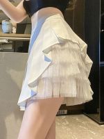 【CC】✠  Zoki Mesh Patchwork Pleated Skirt Fashion Waist A Korean Preppy Student