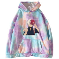 Anime My Hero Academia Todoroki Shoto Hoodie Funny Manga Print Sweatshirt Aesthetic Tie-dye Clothes Unisex