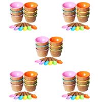 30Pcs Ice Cream Bowl Set Different Color Ice Cream Spoon Bowl Tableware Set Creative Children Cartoon Bowl