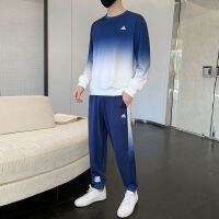 Adidase∮ 2ชิ้น/เซ็ตเสื้อสเวตเตอร์ผู้ชาย + Joggers &amp; Sweatpants สำหรับสวมใส่ทุกวันและการฝึกอบรม