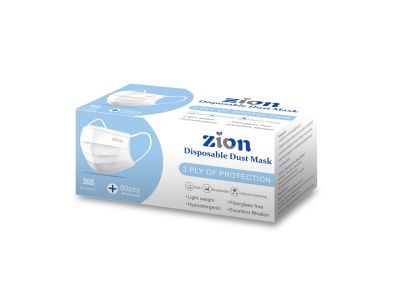 ZION หน้ากากสีขาวหนา 3 ชั้น ยกกล่อง 50 ชิ้น