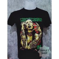 เสื้อยืดราคาถูก เสื้อยืดสีพื้น เสื้อยืดคอกลม สกรีนลาย MARILYN MANSON (รหัส 70) เสื้อยืดผู้ชาย