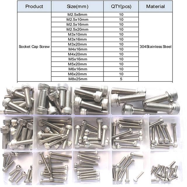 420-210-180-110-75pcs-304-stainless-steel-hexagon-hex-socket-cap-head-screw-bolt-nut-set-assortment-kit-m2-m2-5-m3-m4-m5-m6-m8