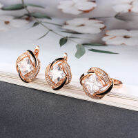 QSY Free Shipping Pink Crystal Glass Colorful Rings For Women Fashion Jewelry Sets Earrings For Women  Trend Gifts Girls