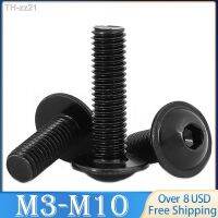 10pcs M3 M4 M5 M6 M8 M10 Grade 10.9 Black Hex Hexagon Socket Round Button Flange Head With Washer Collar Screw Bolt