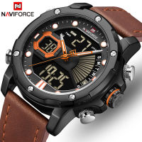 NAVIFORCE ยอดนิยมหรูหรากีฬาผู้ชายนาฬิกาผู้ชายแฟชั่นสายหนังดิจิตอลควอตซ์นาฬิกาลำลองสำหรับบุรุษนาฬิกาโครโนกราฟกันน้ำ