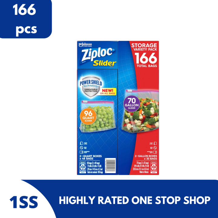 Ziploc Slider Storage Bags Variety Pack (Quart 96 ct., Gallon 70