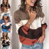 [COD] 2020 and casual autumn winter new long-sleeved striped sweater womens wish round neck knitted pullover