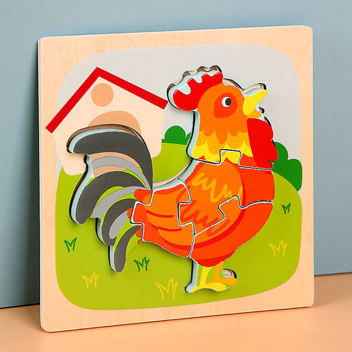 ของเล่นจิ๊กซอว์เพื่อการศึกษาสามมิติรูปสัตว์การ์ตูนเด็กปริศนาไม้ของขวัญสำหรับเด็กหญิงเด็กชาย