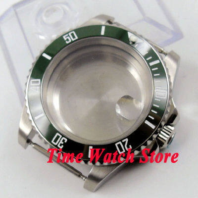 40Mm Sapphire Glass Green Ceramic Bezel Stainless Steel Watch Case Fit Miyota 8215 821A ETA 2836 Movement C99