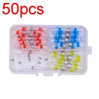 50pcs Heat Shrink Butt Crimp Terminals Waterproof Solder Seal Electrical Connectors Wire power Cable Splice Kit Automotive Chrome Trim Accessories