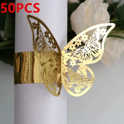 50Pcs Butterfly Napkin Rings Wedding Birthday Christmas Home Dinner Table Decoration Napkin Rings Holders Party Supplies Favors