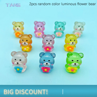 ?【Lowest price】TANG 2pcs Luminous Resin Bear เครื่องประดับน่ารักการ์ตูนหมีเครื่องประดับตกแต่งอุปกรณ์เสริม