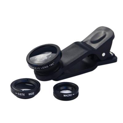 3 In 1 Mobile Phone Lens 180 Degree Fisheye Lens 0.67X Wide Angle Len 10X Macro HD Camera Lens Universal For Smartphone