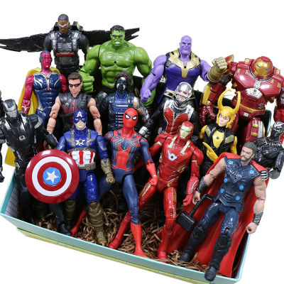 ZZOOI 16cm Marvel Avengers Action Figure Toys Captain America Thanos Spiderman Hulk Iron Man Thor Super Hero Character Dolls Kids Gift