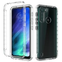 สำหรับ Motorola One Fusion Hard โปร่งใส2-In-1 PC กลับและ Soft TPU กรอบกันกระแทกฝาครอบป้องกันเคสโทรศัพท์