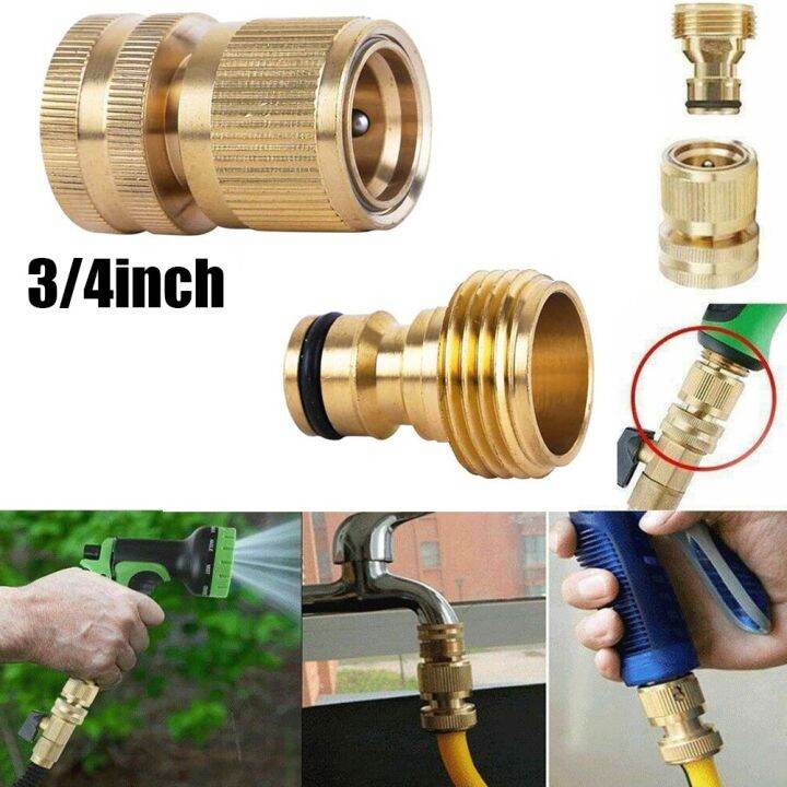 Garden Hose Quick Connect 3/4 inch Brass Female Thread Tap Connector ...