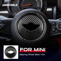 คาร์บอนไฟเบอร์จริงสำหรับ Mini Cooper F54 F55 F56 F57 Countryman F60อุปกรณ์ตกแต่งภายในตัดพวงมาลัยศูนย์ล้อปกสติ๊กเกอร์