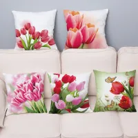 Home Decor Bedroom Tulip Flower Floral Cushion Cover Pillowcase Sofa Home Decor Pillowcase