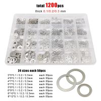 500/1200Pc M3 M4 M5 M6 M8 304 A2 Stainless Steel Ultratipis Flat Washer Dapat Diatur Ultra Tipis Shim Plain Gasket Bermacam-macam Set Kit