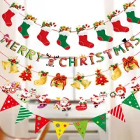 【lightingeverthing】Christmas Wall Hanging Ornament Santa Claus Flag Banner Home Decor