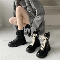 2021Y2k Women Platform Martin Boots British Style 2 Colors Shoelace Black Zipper E Girl Punk Streetwear Winter Plush Fashion Shoes