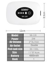 ปั๊มอากาศออกซิเจนตู้ปลา6000Mah ปั๊มลมสำหรับปลาคอมเพรสเซอร์120ชั่วโมงชาร์จ Usb แบบพกพาไอเสียเงียบพิเศษตกปลากลางแจ้ง228_USB คู่