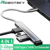 4 In 1 USB /Type C USB C HUB 3.0เครื่องแยกอเนกประสงค์ตัวขยายตัวแปลง OTG ความเร็วสูงสำหรับ PC อุปกรณ์แม็คบุ๊ค USB ฮับ4พอร์ตอะแดปเตอร์ Feona