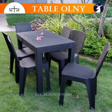 Plastic rattan garden 2025 table and chairs