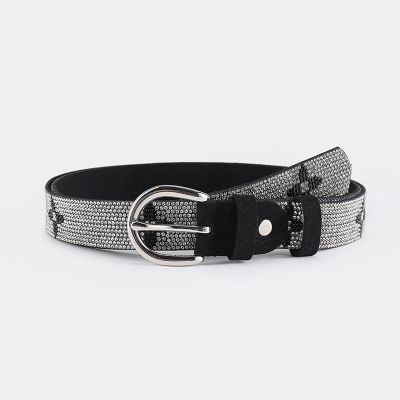 Full Diamond Belt Ladies Leather Fashionable Versatile