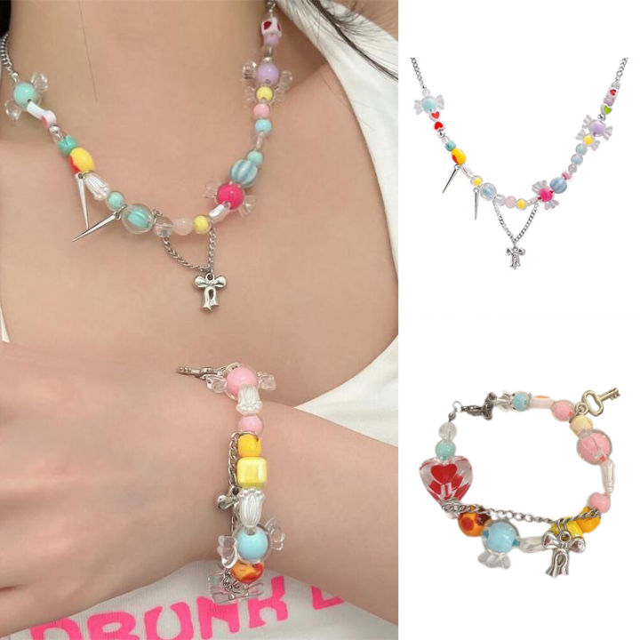 Love Beads Heart Charm Candy Bracelet, 0.85oz