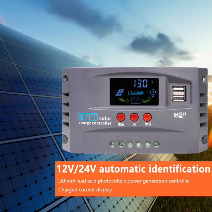 12โวลต์24โวลต์ควบคุมพลังงานแสงอาทิตย์ไฟหลังจอ-lcd-แสดงแผงเซลล์แสงอาทิตย์ไฟฟ้ารุ่น-regulator-แผงเซลล์แสงอาทิตย์ชาร์จ-pv-regulator