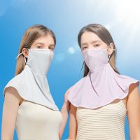 hotx 【cw】 Scarf  Silk Anti-ultraviolet Hanging Ear-wearing Breathable Sunshade Shawl Neck Protection Womens