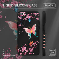 เคสเคสโทรศัพท์สำหรับ Huawei Nova 7 Nova 7I Nova 7 Pro Nova 7 SE Blossoms Y70 Butterflys เคสโทรศัพท์พีชรูปแบบขอบสี่เหลี่ยมปลอกซิลิโคนน้ำคลุมทั้งหมดเคสป้องกันกล้อง